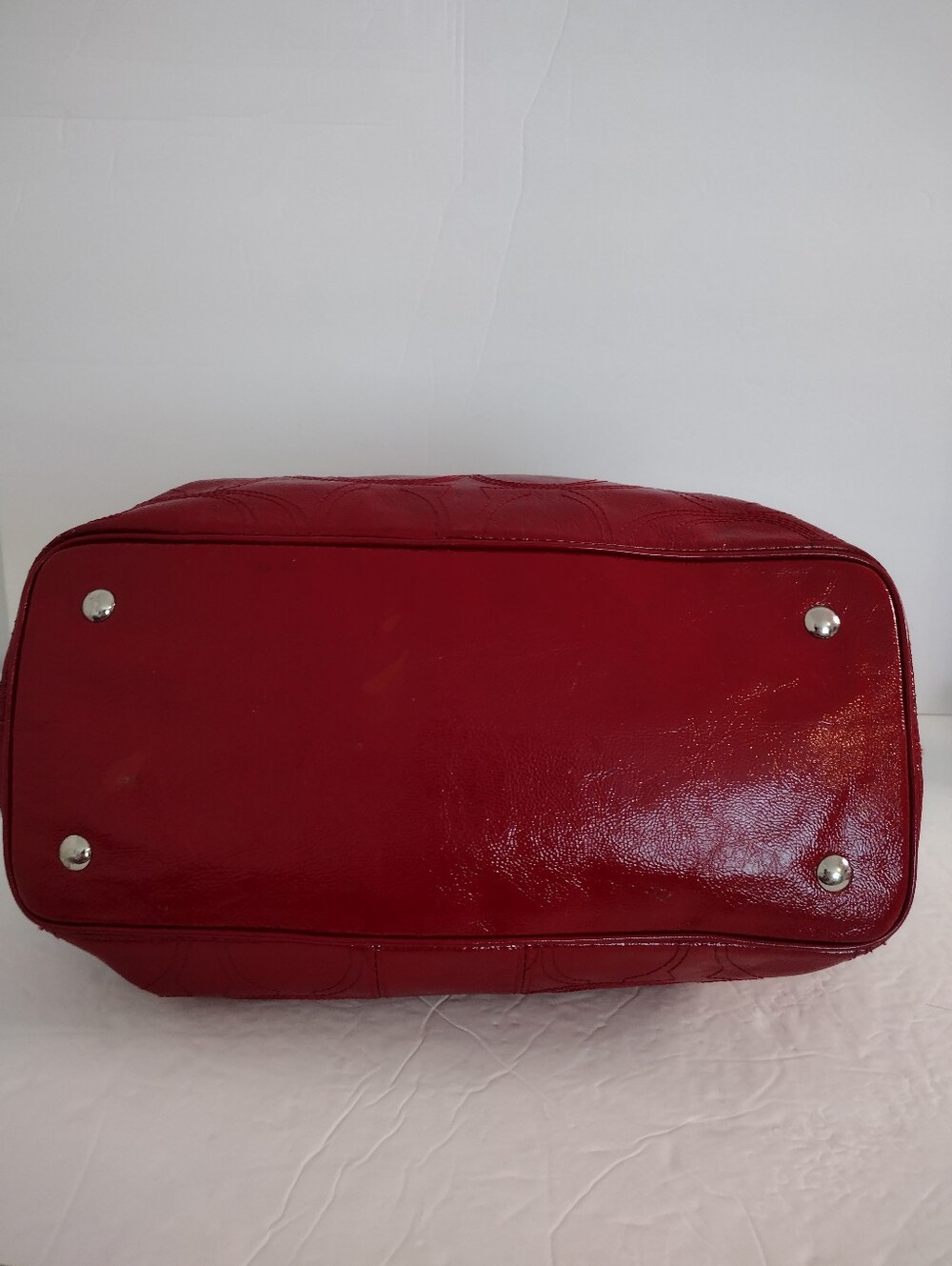 Vintage Y2K Coach Red Patent Leather Kiss Lock Carryall Tote Shoulder Bag F15658 - Picture 8 of 15